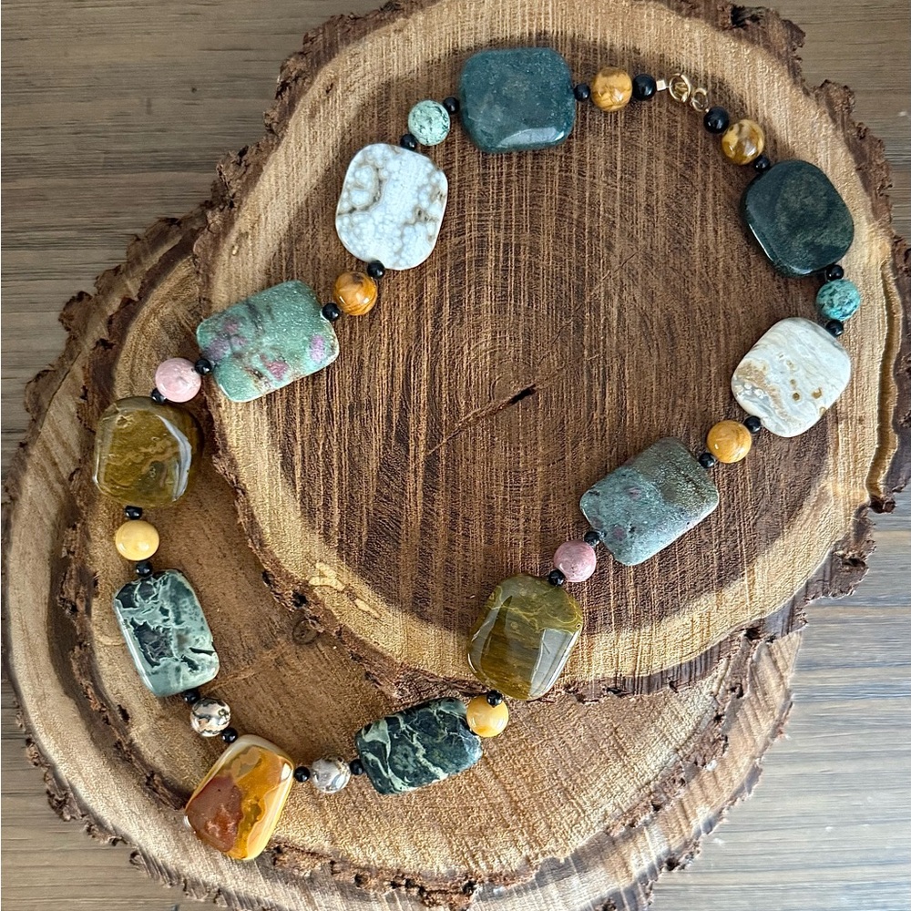 Multi Gemstone Tiger’s Eye, Jasper, Ruby In Zoisi… - image 7